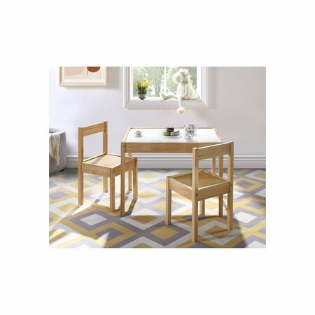 KD MUEBLES DE COMEDOR Gibson 3 Piece Dry Erase Kids Table & Chair Set, Natural KD3537887